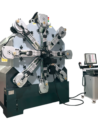 ES-1280R camless spring coiling machine with wire rotation for large diameter precision springs