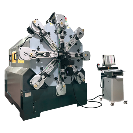 ES-1280R camless spring coiling machine with wire rotation for large diameter precision springs