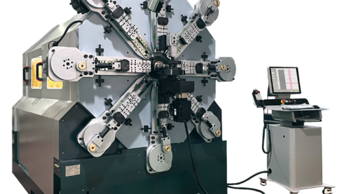 ES-1280R camless spring coiling machine with wire rotation for large diameter precision springs