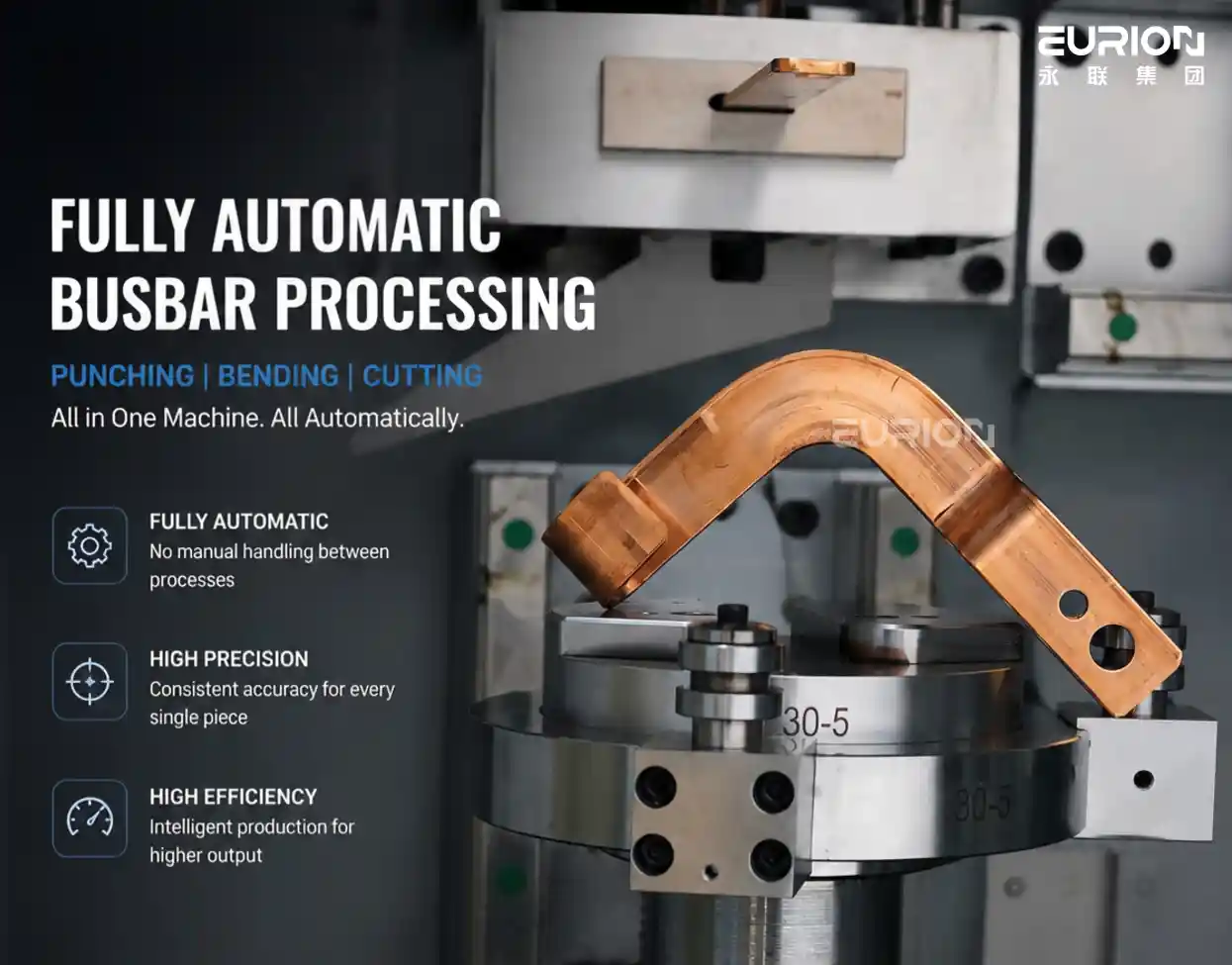 Automatic copper busbar horizontal bending with EB-120TP-10 busbar processing machine