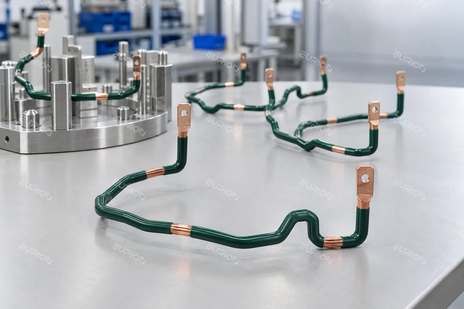 Selective enamel stripping and end flattening of solid copper wire
