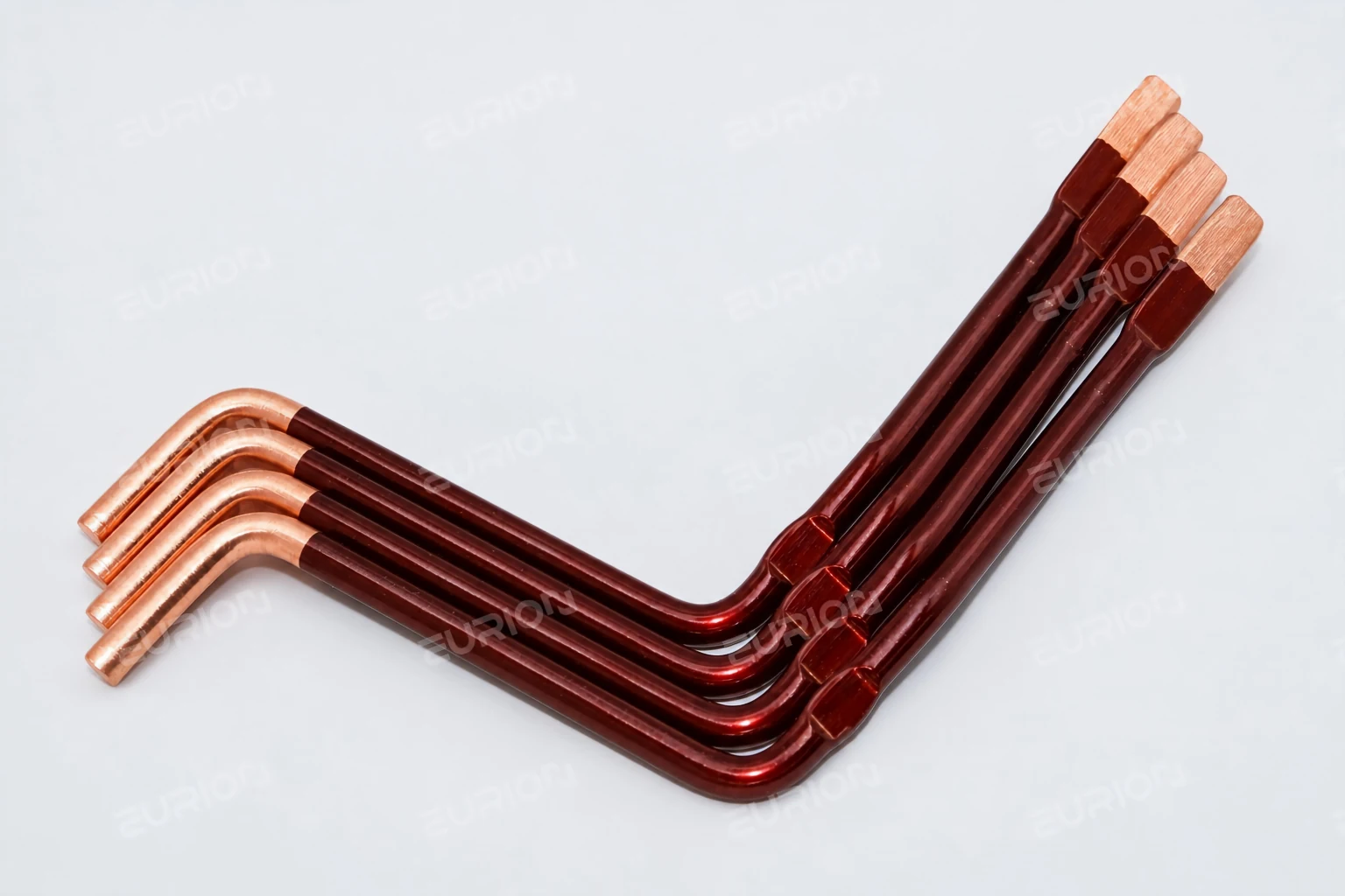 Formed motor stator lead connection wires with stripped copper ends